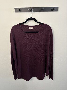 Knox Rose Burgundy Ribbed Long Sleeve Oversized Top | Size XXL